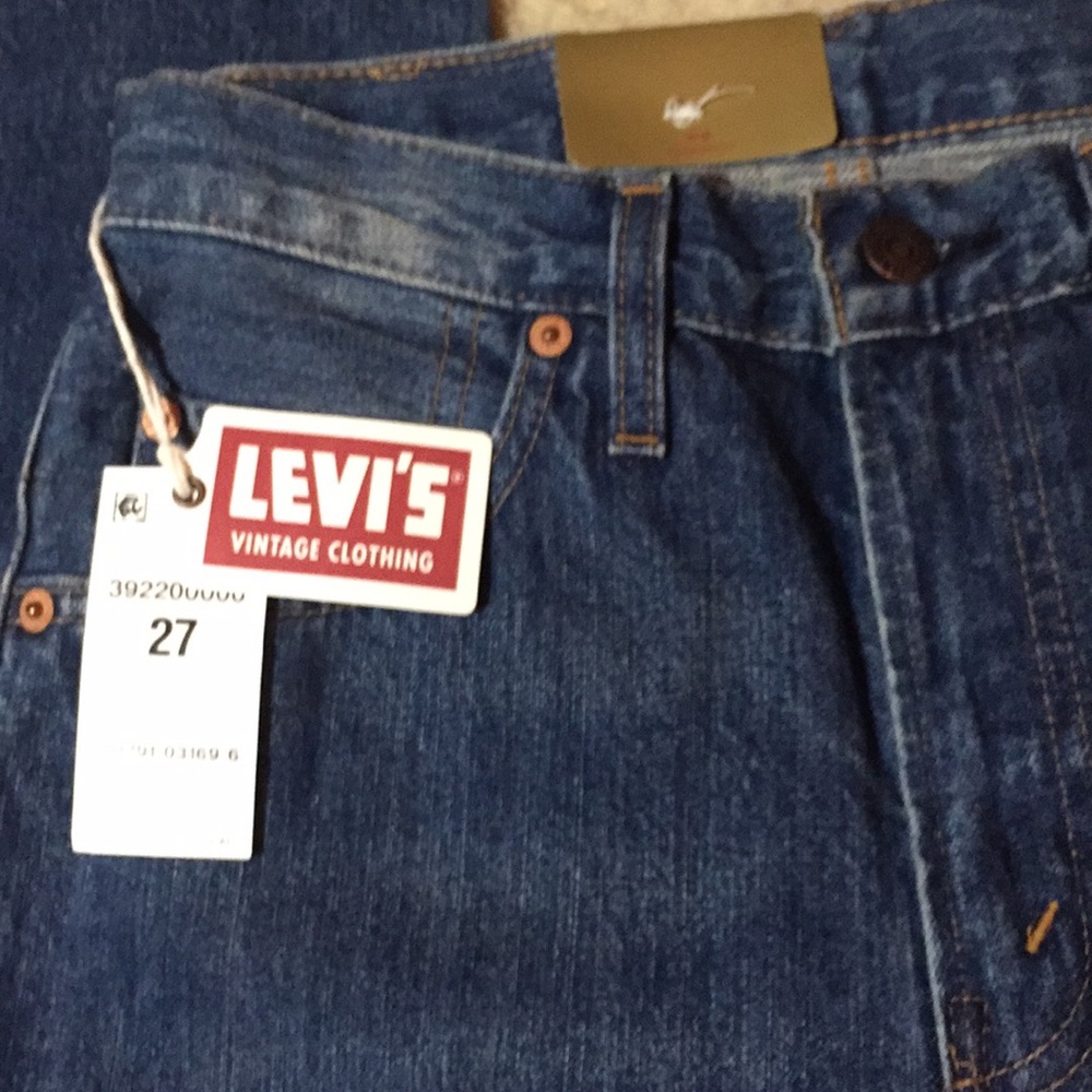 Levis Vintage "Summer of Love" 1967 505 dark denim shrink to fit jeans NWT XS - Picture 4 of 7